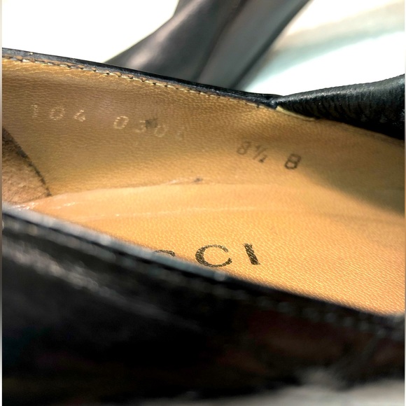 Vintage Gucci Black Leather Pointed Toe Loafer Pumps - Picture 10 of 12